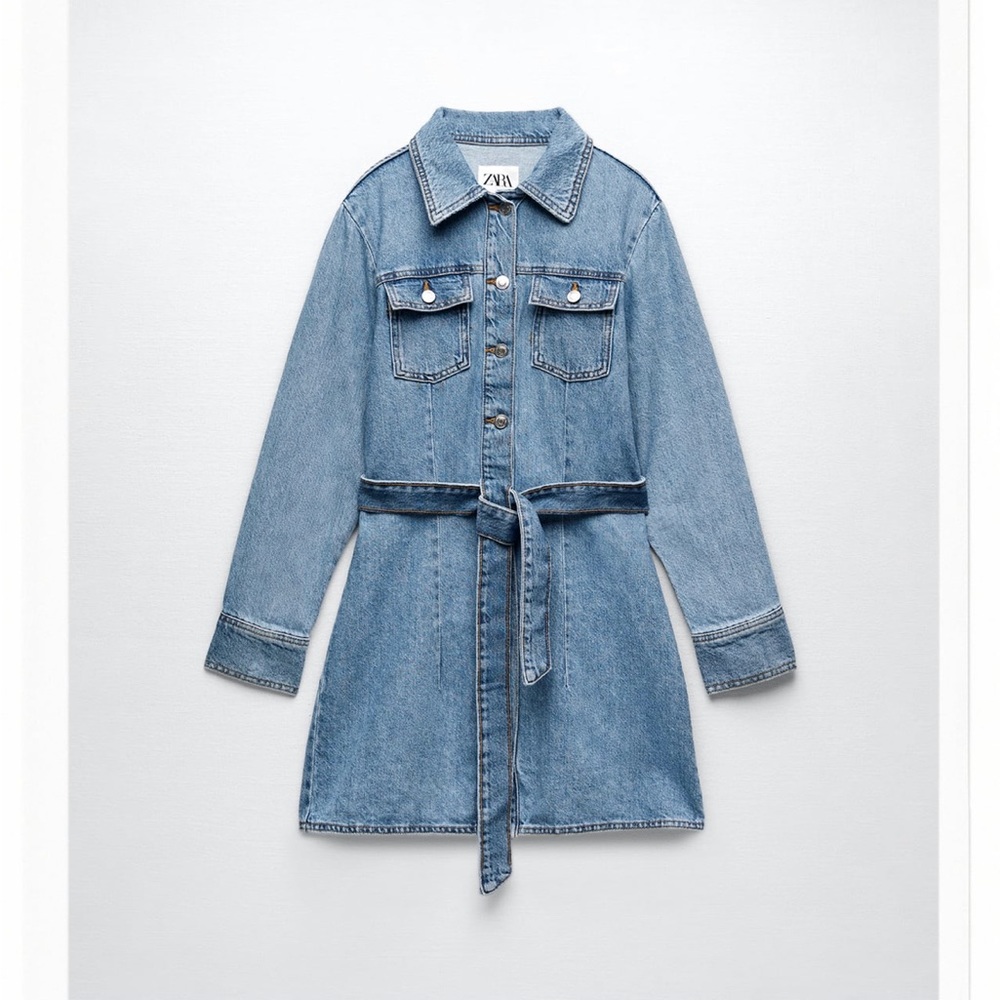 Zara belted denim mini dress
